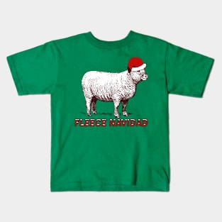 Sheep Wearing Santa Hat And Pun Fleece Navidad Kids T-Shirt